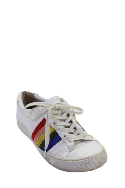 Loeffler Randall Womens Rainbow Detail Low Top Sneakers White 6.5