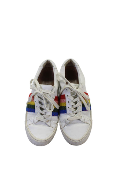 Loeffler Randall Womens Rainbow Detail Low Top Sneakers White 6.5