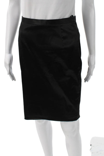 Dolce & Gabbana Women Straight Pencil Satin Skirt Black Short Size S