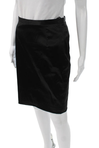 Dolce & Gabbana Women Straight Pencil Satin Skirt Black Short Size S