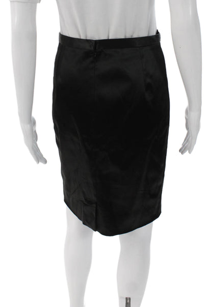 Dolce & Gabbana Women Straight Pencil Satin Skirt Black Short Size S