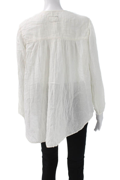 Current/Elliott Women Tunic Blouse White Gauze V-Neck Long Sleeve Size 1