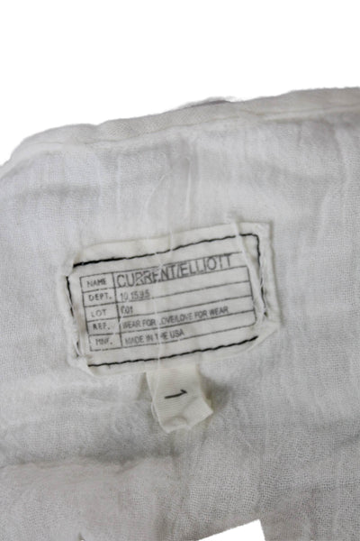Current/Elliott Women Tunic Blouse White Gauze V-Neck Long Sleeve Size 1