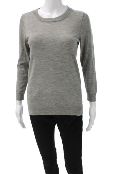 J Crew Womens Merino Wool Blend Pullover Gray Crewneck Long Sleeve Size S