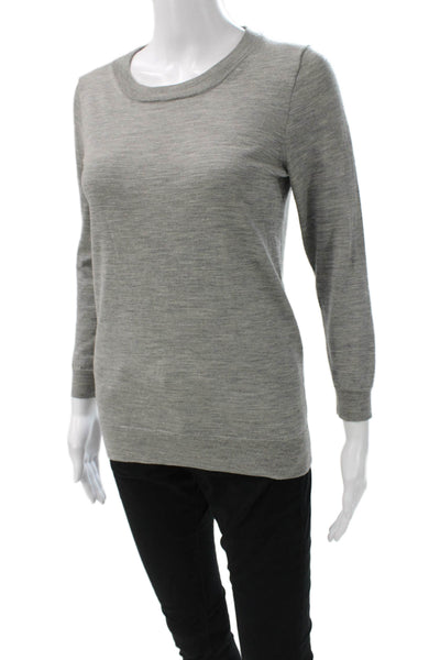 J Crew Womens Merino Wool Blend Pullover Gray Crewneck Long Sleeve Size S
