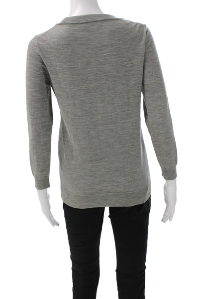 J Crew Womens Merino Wool Blend Pullover Gray Crewneck Long Sleeve Size S