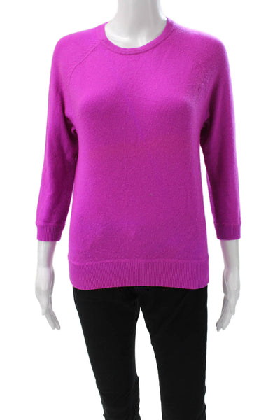 Jill Roberts Womens Purple Cashmere Crewneck Pullover Sweater 3/4 Sleeve Size M