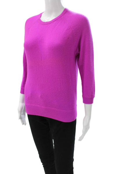 Jill Roberts Womens Purple Cashmere Crewneck Pullover Sweater 3/4 Sleeve Size M