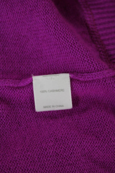 Jill Roberts Womens Purple Cashmere Crewneck Pullover Sweater 3/4 Sleeve Size M