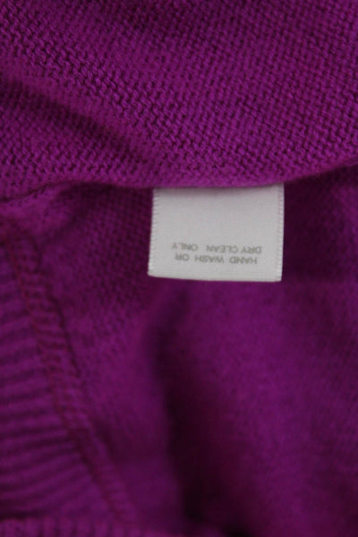 Jill Roberts Womens Purple Cashmere Crewneck Pullover Sweater 3/4 Sleeve Size M