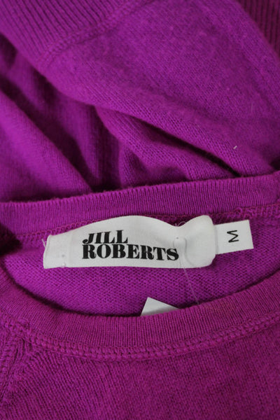 Jill Roberts Womens Purple Cashmere Crewneck Pullover Sweater 3/4 Sleeve Size M