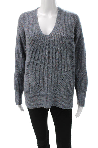 Rag & Bone Womens V-Neck Recycled Wool Pullover Sweater Gray Petite Size 2XS