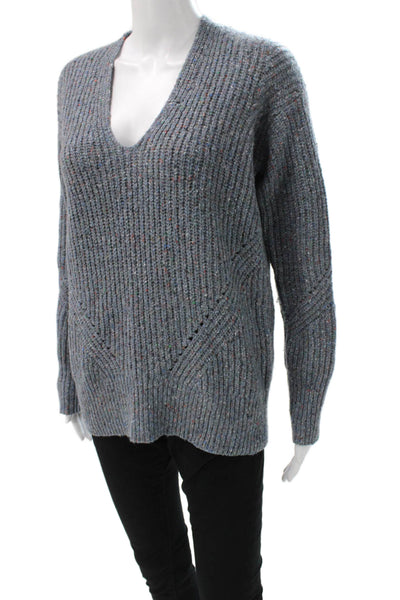 Rag & Bone Womens V-Neck Recycled Wool Pullover Sweater Gray Petite Size 2XS
