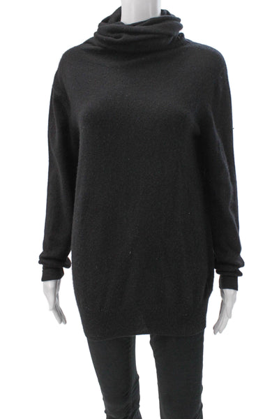 Designer Womens Cashmere Turtleneck Pullover Black Long Sleeve Size S