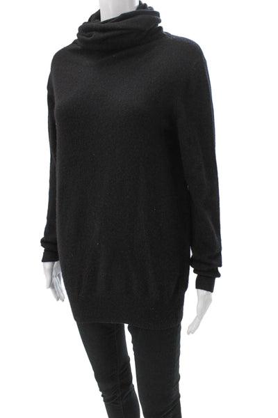 Designer Womens Cashmere Turtleneck Pullover Black Long Sleeve Size S