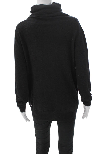 Designer Womens Cashmere Turtleneck Pullover Black Long Sleeve Size S