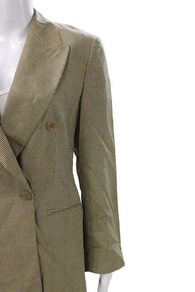 Giorgio Armani Women Beige Houndstooth Wool Blend Blazer Long Sleeve Size 42
