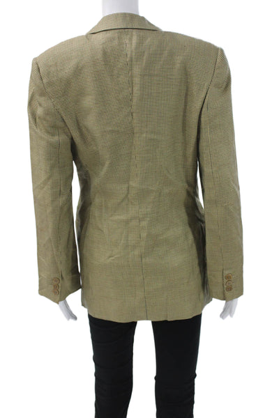 Giorgio Armani Women Beige Houndstooth Wool Blend Blazer Long Sleeve Size 42