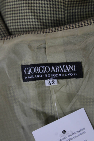 Giorgio Armani Women Beige Houndstooth Wool Blend Blazer Long Sleeve Size 42