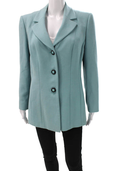 Luca Luca Womens Blazer Blue Acetate Button Long Sleeve Size 46