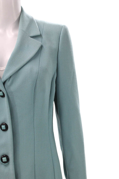 Luca Luca Womens Blazer Blue Acetate Button Long Sleeve Size 46