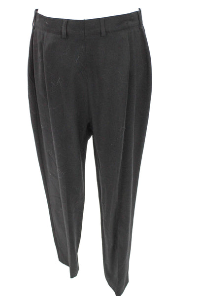 Escada Womens Dress Pants Black Wool Button Front Size 42