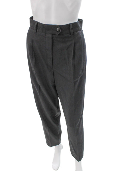Escada Womens Gray Dress Pants Wool Button Inseam 28 Size 40