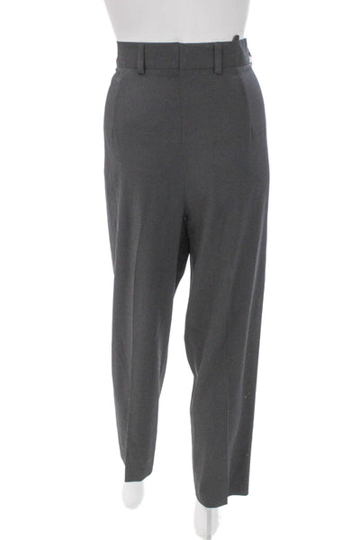 Escada Womens Gray Dress Pants Wool Button Inseam 28 Size 40