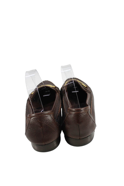 Bally Womens Leather Embellished Slip On Loafers Shoes Brown Size 9M