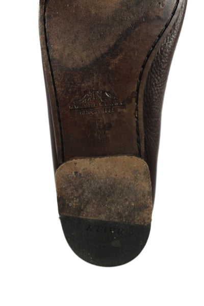 Bally Womens Leather Embellished Slip On Loafers Shoes Brown Size 9M