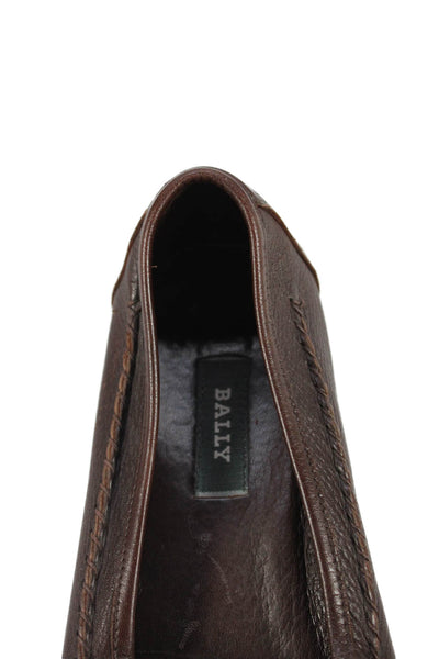 Bally Womens Leather Embellished Slip On Loafers Shoes Brown Size 9M