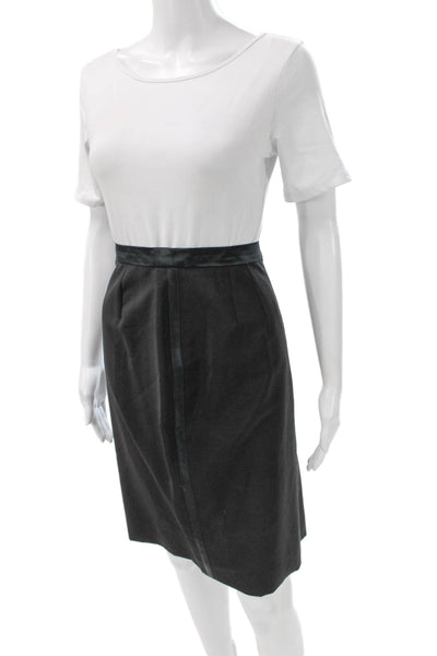 Escada Womens Straight Pencil Wool Knee Length Skirt Gray Size 42