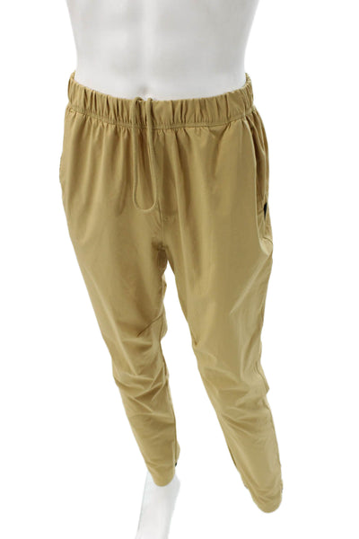 Adidas Mens Jogger Pants Beige Drawstring Polyester Blend Size M