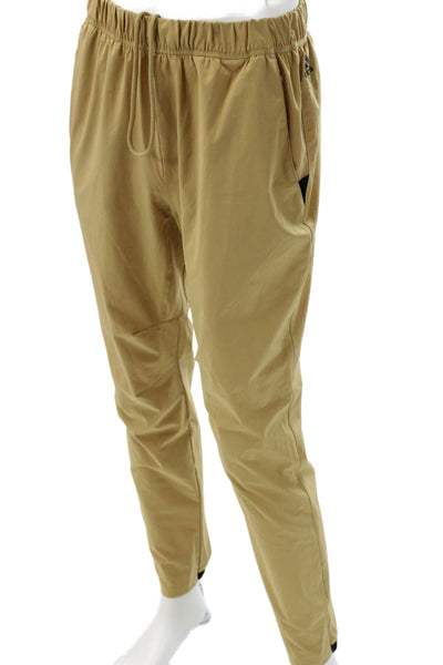 Adidas Mens Jogger Pants Beige Drawstring Polyester Blend Size M