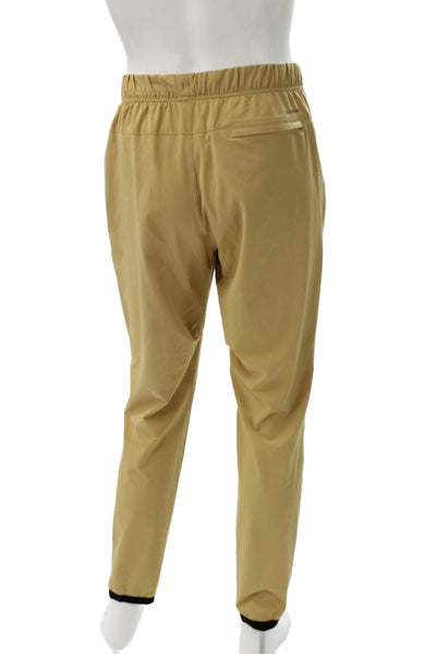 Adidas Mens Jogger Pants Beige Drawstring Polyester Blend Size M