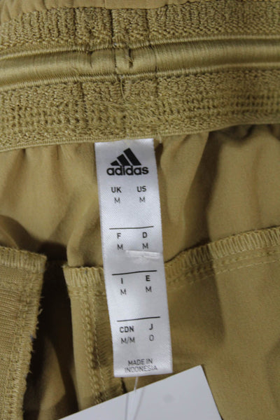 Adidas Mens Jogger Pants Beige Drawstring Polyester Blend Size M