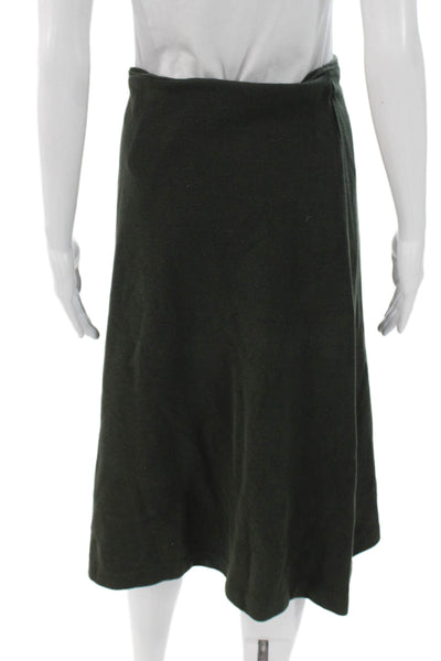 Massimo Dutti Women Straight Pencil Midi Skirt Green Cotton Blend Zip Size S