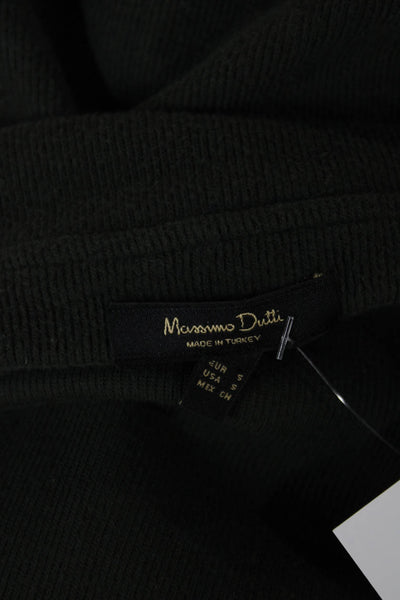 Massimo Dutti Women Straight Pencil Midi Skirt Green Cotton Blend Zip Size S