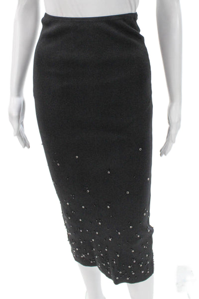 Zara Womens Black Viscose Pencil Skirt Knee Length Size S