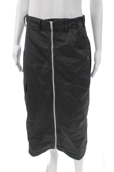 Zara Womens Cargo Midi Skirt Black Polyester Zip Closure Size S