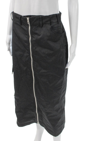 Zara Womens Cargo Midi Skirt Black Polyester Zip Closure Size S