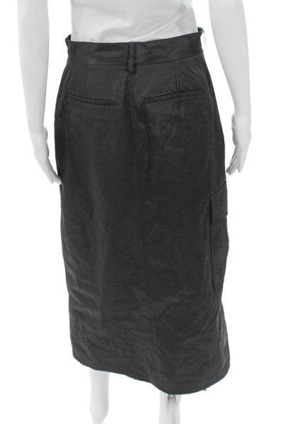Zara Womens Cargo Midi Skirt Black Polyester Zip Closure Size S