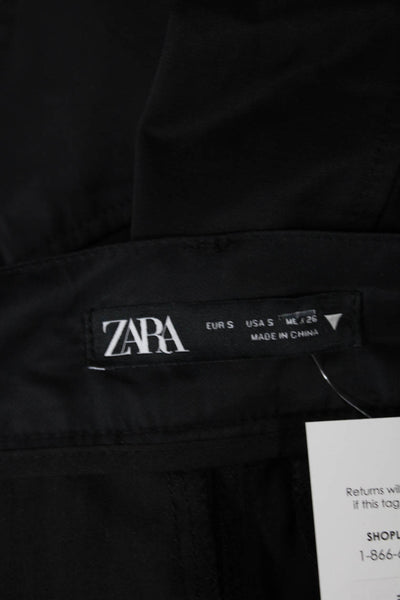 Zara Womens Cargo Midi Skirt Black Polyester Zip Closure Size S