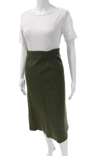 Zara Women Straight Pencil Midi Wool Blend Green Skirt Size S