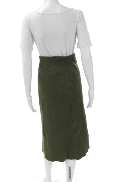 Zara Women Straight Pencil Midi Wool Blend Green Skirt Size S