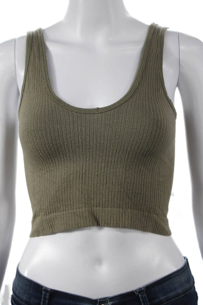 Out From Under Women Cropped Tank Scoop Neck Green Size S