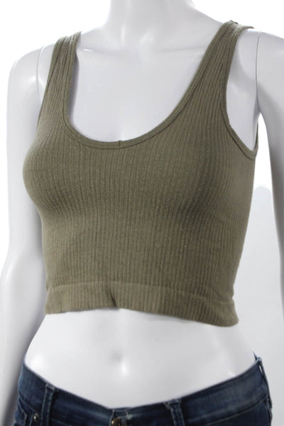 Out From Under Women Cropped Tank Scoop Neck Green Size S