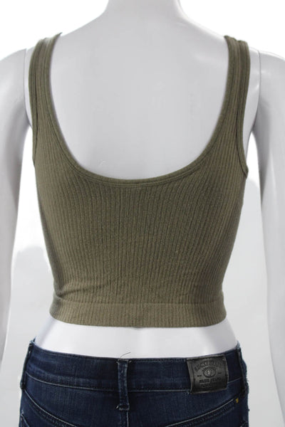 Out From Under Women Cropped Tank Scoop Neck Green Size S