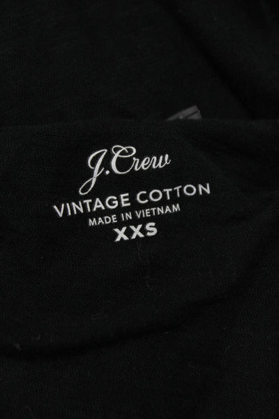 J Crew Women Black V-Neck Cotton Basic T-Shirt Short Sleeve Size 2XS