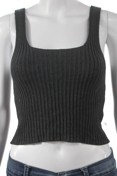 John Galt Womens Basic Viscose Square Neck Sleeveless Tank Black Size S